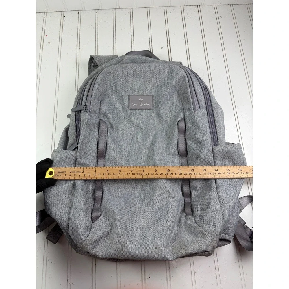 Vera Bradley Vintage Gray Lighten Up Sporty Backpack Floral Lining Women's